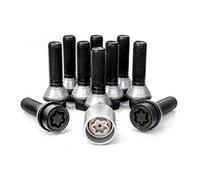 H&R Juego de Tornillos de Rueda Cónicos con asiento móvil M14x1.25 - Longitud 43mm - Negro - 10 Piezas (pe. compatible con BMW) - incl. Tornillos Antirrobo