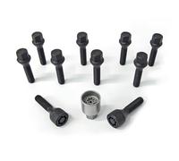 H&R Juego de Tornillos de Rueda Cónicos M12x1.50 - Longitud 28mm - Negro - 10 Piezas - Incl. Tornillos Antirrobo