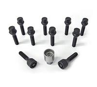 H&R Juego de Tornillos de Rueda Cónicos M12x1.50 - Longitud 43mm - Negro - 10 Piezas - Incl. Tornillos Antirrobo