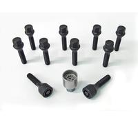 H&R Juego de Tornillos de Rueda Cónicos M12x1.50 - Longitud 45mm - Negro - 10 Piezas - Incl. Tornillos Antirrobo