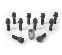 H&R Juego de Tornillos de Rueda Cónicos M14x1.25 - Longitud 43mm - Negro - 10 Piezas - Incl. Tornillos Antirrobo