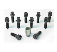 H&R Juego de Tornillos de Rueda Cónicos M14x1.50 - Longitud 38mm - Negro - 10 Piezas - Incl. Tornillos Antirrobo