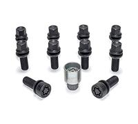 H&R Juego de Tornillos de Rueda Esféricos con Asiento móvil R13 M14x1.50 - Longitud 36mm - Negro - 10 Piezas (PE. Compatible con Audi S5) - Incl. Tornillos Antirrobo