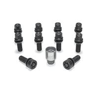 H&R Juego de Tornillos de Rueda Esféricos con Asiento móvil R13 M14x1.50 - Longitud 42mm - Negro - 10 Piezas (PE. Compatible con Audi S5) - Incl. Tornillos Antirrobo