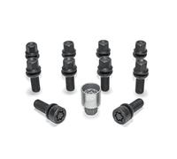 H&R Juego de Tornillos de Rueda Esféricos con Asiento móvil R13 M14x1.50 - Longitud 48mm - Negro - 10 Piezas (PE. Compatible con Audi S5) - Incl. Tornillos Antirrobo