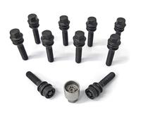 H&R Juego de Tornillos de Rueda Esféricos con Asiento móvil R14 M14x1.50 - Longitud 51mm - Negro - 10 Piezas - Incl. Tornillos Antirrobo
