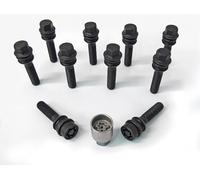 H&R Juego de Tornillos de Rueda Esféricos con Asiento móvil R14 M14x1.50 - Longitud 54mm - Negro - 10 Piezas - Incl. Tornillos Antirrobo