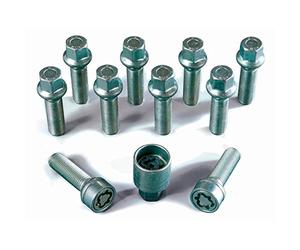 H&R Juego de Tornillos de Rueda Esféricos R13 M14x1.50 - Longitud 37mm - 10 Piezas (PE. Compatible con VAG) - Incl. Tornillos Antirrobo