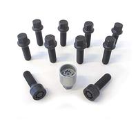 H&R Juego de Tornillos de Rueda Esféricos R14 M14x1.50 - Longitud 37mm - Negro - 10 Piezas - Incl. Tornillos Antirrobo