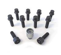 H&R Juego de Tornillos de Rueda Esféricos R14 M14x1.50 - Longitud 45mm - Negro - 10 Piezas - Incl. Tornillos Antirrobo