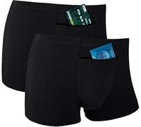 H&R Ropa Interior para Hombre con un Bolsillo Frontal Secreto, tamaño Mediano, 2 Paquetes (Negro)