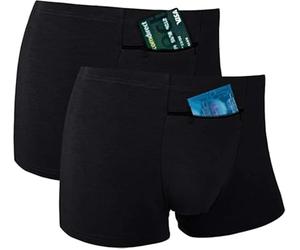 H&R Ropa Interior para Hombre con un Bolsillo Frontal Secreto, tamaño Mediano, 2 Paquetes (Negro)