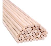 H&S 100 tacos de madera de 30 cm x 6 mm, varillas y palos naturales sin terminar para proyectos de tartas y manualidades, tacos de madera para tartas, poste de madera, varillas de madera