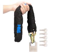 H&S Candado para Bicicleta - Cadena Antirrobo para Bici Moto o Patinete Electrico de 10 mm x 1,2 m - Candados con 5x Llaves para Motocicleta