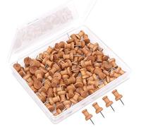 H&S Chinchetas para Tablón de Anuncios - 100 uds - Chinchetas Ecológicas de Madera para Corcho o Mapa