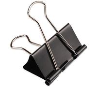 H&S Clips Oficina de Alta Resistencia - 10uds - Set de Pinzas Metalicas Grandes para Papeles y Documentos- Pinzas Papeleria Negras