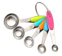 H&S Cucharas para tazas de metal de acero inoxidable para hornear y cocinar Conjunto de 5