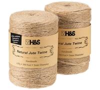 H&S Cuerda de Yute Natural - 2 Bobinas x 3mm de Grosor Rollo de Hilo Resistente - 6 Capas y 300 Pies de Cuerda Cañamo para Manualidades