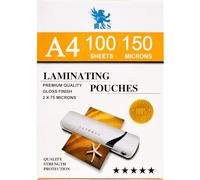 H&S Fundas para Plastificar - 100uds x A4 - Plasticos Transparentes para Plastificadora - Laminas Brillantes de Calidad Artística de 150 Micras (2 x 75 Micras)