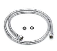 H&S Manguera Ducha de Acero Inoxidable con 2 Arandelas - Cable ducha 1,25 m - Flexo Ducha de Recambio Universal con Acabado Cromado - Cable Antienrollamiento y Gran Caudal