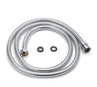 H&S Manguera Ducha de Acero Inoxidable con 2 Arandelas - Cable ducha 1,5 m - Flexo Ducha de Recambio Universal con Acabado Cromado - Cable Antienrollamiento y Gran Caudal