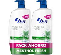 H&S Menthol Fresh Champú Anticaspa 2x1000ml con Dispensador, para Uso Diario. Hasta 100% de Protección Anticaspa, Clínicamente Probado. Para Todo Tipo de Pelo y Cuero Cabelludo Frescor, Aroma a Mentol