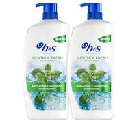 H&S Menthol Fresh Champú Anticaspa 2x1000ml con Dispensador, para Uso Diario. Hasta 100% de Protección Anticaspa, Clínicamente Probado. Para Todo Tipo de Pelo y Cuero Cabelludo Frescor, Aroma a Mentol