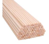 H&S Palos de Madera - 100 Piezas - 15cm x 4mm Palillos de Madera Redondos Natural sin Terminar - Palo Redondo Ultra Suave para Manualidades