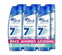 H&S Pro-Expert 7 Champú Anticaspa Alivio del Picor, 6x300ml | Combate 7 Problemas del Cuero Cabelludo, Protección Completa contra la Caspa, Sensación Refrescante, Clínicamente Probado