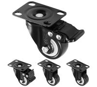 H&S Ruedas para Muebles Pesados - 4x Ruedas Giratorias con Freno Max. 200 kg - Ruedas con Freno Resistentes - Ruedas para Mover Muebles Giratorio con Doble Rodamiento - Negras 50mm