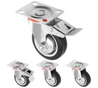 H&S Ruedas para Muebles Pesados - 4x Ruedas Giratorias con Freno Max. 200 kg - Ruedas con Freno Resistentes - Ruedas para Mover Muebles Giratorio con Doble Rodamiento - Negras 75mm