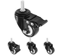 H&S Ruedas para Muebles Pesados - 4x Ruedas Giratorias con Freno Max. 200 kg - Ruedas para Mover Muebles Giratorias con Doble Rodamiento y Fijación con Tornillos M10 - Negras 50mm