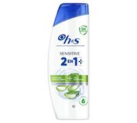 H&S Sensitive 2en1+ Champú Anticaspa y Acondicionador con Aloe Vera, 300ml | Actúa desde el Primer Lavado, Cabello Hidratado