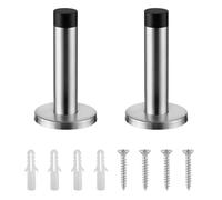 H&S Set de Topes para Puertas - 2x Tacos de Pared para Puerta de Bisagras o Corredera o para Colgar - Tope Anti Golpes de Acero Inoxidable con Punta de Goma