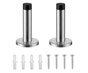 H&S Set de Topes para Puertas - 2x Tacos de Pared para Puerta de Bisagras o Corredera o para Colgar - Tope Anti Golpes de Acero Inoxidable con Punta de Goma