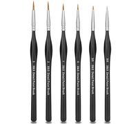 H&S Set Pinceles de Detalle para Acuarela - 6uds - Pincel Profesional de Punta Fina con Pelo Sintético - También para Oleo y Pintura Acrilica