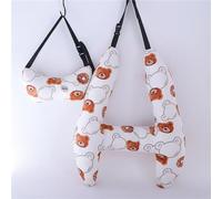H-Shape - Kid Car Sleeping Head Support, Kid's Pillow, Baby Neck Pillow, Soft and Skin Friendly, Baby Toddler Travel Pillows for Car Seat Support The Body and Head. (White Coffee Bear Head)