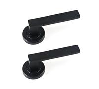 H.U.S.L® 2 Juegos de Manillas de Puerta Negro Mate, juego de manijas de puerta interiores para el hogar y la oficina,moderno mango de puerta interior negro (2, Negro Mate 1 (2 Juegos))