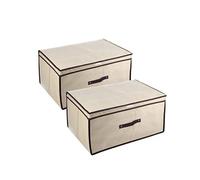 H.U.S.L 2 Piezas Cajas de almacenaje, Cajas de Almacenamiento Plegables con Tapas, Organizadores de Juguetes, para Ropa Libros Dormitorios y Estanterías Bolsas de Almacenaje (60X45X30CM)