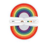 H.U.S.L®| Abanicos Extragrandes de Plástico 33cm con Caja | Abanicos para Fiesta de Bola Bailes Despedidas de Soltera | Varios Colores Disponibles | Abanicos Taichi KongFu (ARCOIRIS_2Unidades)
