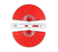 H.U.S.L®| Abanicos Extragrandes de Plástico 33cm con Caja | Abanicos para Fiesta de Bola Bailes Despedidas de Soltera | Varios Colores Disponibles | Abanicos Taichi KongFu (ROJO_2Unidades)
