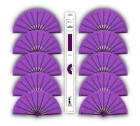 H.U.S.L®| Abanicos Extragrandes de Plástico 33cm con Caja | Abanicos para Fiesta de Bola Bailes Despedidas de Soltera | Varios Colores Disponibles | Abanicos Taichi KongFu (VIOLETA_10Unidades)