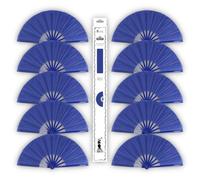 H.U.S.L®| Abanicos Extragrandes de Plástico 33cm con Caja | Abanicos para Fiesta de Bola Bailes Despedidas de Soltera | Varios Colores Disponibles | Abanicos Taichi KongFu (AZUL ULTRAMAR_10Unidades)