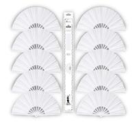 H.U.S.L®| Abanicos Extragrandes de Plástico 33cm con Caja | Abanicos para Fiesta de Bola Bailes Despedidas de Soltera | Varios Colores Disponibles | Abanicos Taichi KongFu (BLANCO_10Unidades)