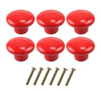 H.U.S.L HUSL Pomo de Armario de Cerámica de Colores 30mm,Perillas Redondas de Cerámica, Pomos y Tiradores de Muebles Coloridos para Cajones, Armarios, Puertas Interiores, Cocina. (Rojo-30mm-6unds)