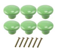 H.U.S.L HUSL Pomo de Armario de Cerámica de Colores 40mm, Perillas Redondas de Cerámica, Pomos y Tiradores de Muebles Coloridos para Cajones, Armarios, Puertas Interiores, Cocina. (Verde-40mm-6unds)