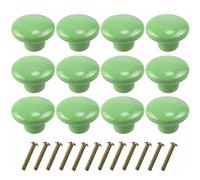 H.U.S.L HUSL Pomo de Armario de Cerámica de Colores 40mm, Perillas Redondas de Cerámica, Pomos y Tiradores de Muebles Coloridos para Cajones, Armarios, Puertas Interiores, Cocina. (Verde-40mm-12unds)