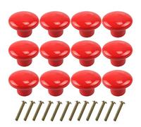 H.U.S.L HUSL Pomo de Armario de Cerámica de Colores 40mm, Perillas Redondas de Cerámica, Pomos y Tiradores de Muebles Coloridos para Cajones, Armarios, Puertas Interiores, Cocina. (Rojo-40mm-12unds)