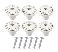 H.U.S.L HUSL Pomo de Armario de Cerámica de estilo reloj, Pomos de Cerámica Perillas, Redondo Pomos y Pomos Vintage para Cajones, Armarios, Puertas Interiores, Cocina.(40MM) (Estilo A -6unds)