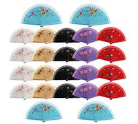 H.U.S.L® PACK12/24 ABANICOS Madera 23CM Pintado UNA Cara, Detalles para LOS Invitados, Regalos DE Boda, Fiestas, COMUNIÓN O Bautizo, Abanico Artesanal Pintado A Mano (UNA_Cara_PACK24)